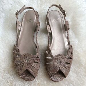 Stuart Weitzman gold suede metallic sandals flats 6
